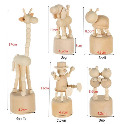 1Pc Wooden Animal Ornaments Mini Desktop Movable Puppet Fingurine Home Decoration Crafts Toy Gifts Home Book Shelf Fun Decor