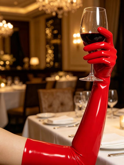 Long Latex Gloves Unisex Shiny Rubber Gloves For Cosplay Party Club