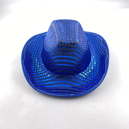 Chapéu de Cowboy LED Sem Fio, Chapéu de Cowboy Luminoso, Chapéu de Cowgirl Rosa para Discoteca, Noivas, Acessórios para Shows, Boates e Festas a Fantasia