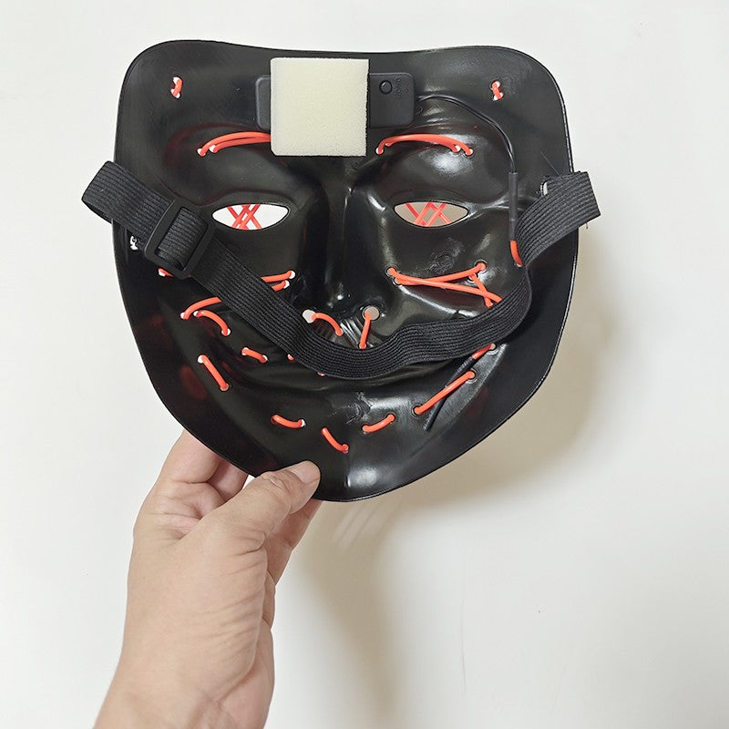 Scary Wireless Glowing LED Mask Halloween Party Supplies Neon Purge Mask Cosplay Luminous Face Masks Carnival Festival Props