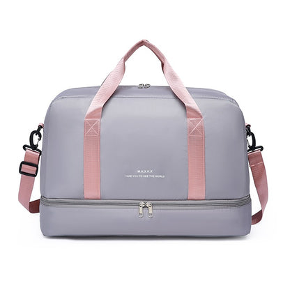 Large Capacity Travel Duffel Bag Oxford Gym Fitness Bag with Wet/Dry Zones & Shoes Compartment for Outdoor Trips Sport Bag