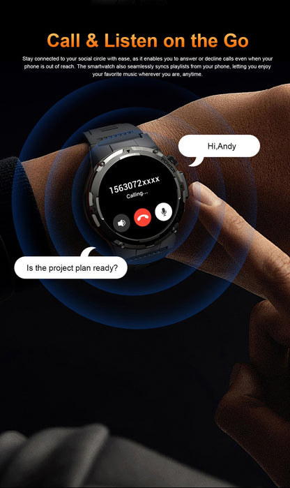 2026 Popular Outdoors GPS Sports Smart Watch Masculino Tela AMOLED Bússola à Prova D'água 500mAh NFC Chamada HD Smart Watch Para Homens T-REX 3