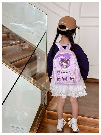 Mochilas Hello Kitty Kuromi Cinnamoroll com estampa de desenho animado fofo e leve para meninos e meninas do jardim de infância
