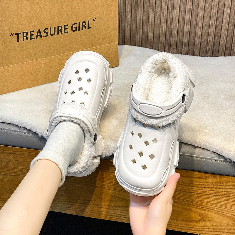 New Women's Winter Platform Sandals Slippers Shoes Outdoor Thick Sole Shoes Lightweight Breathable Women Fur Flats slippers