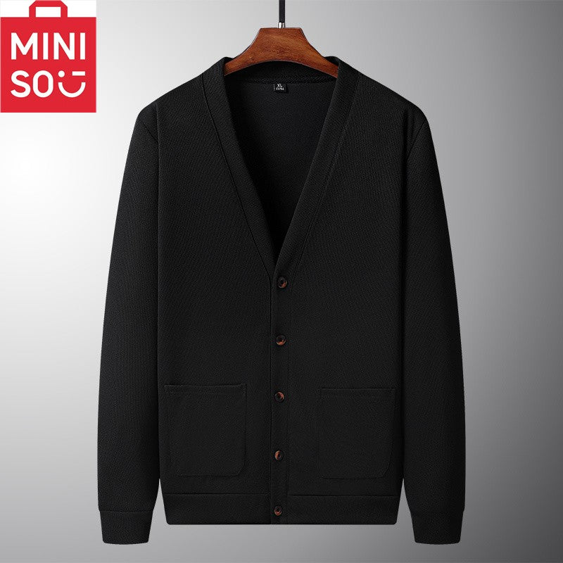 2024 Spring and Autumn New V-neck Cardigan Jacket for Men's Loose Knitted Casual Outdoor Versatile Jacket
