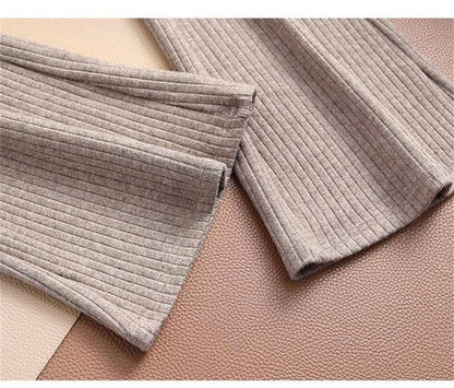 Women's Wool Blend Flare Pants Autumn Bootcut Pants Elastic Waist Petite Regular Long Tall Girl Dress Pants Thick Offical Casual