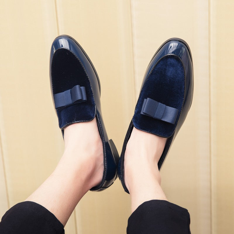 Yuppie Social Leather Shoes Men Classic Wedding Men's Dress Shoes Bow Formal Shoes For Men Slip On Loafers Man