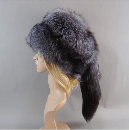 2025 Unissex Touca de Pele de Raposa Genuína Chapéu Mongol Processo Único Design de Cauda de Raposa Chapéus de Inverno Luxuosos e Quentes para Chapéu Bomber de Moda