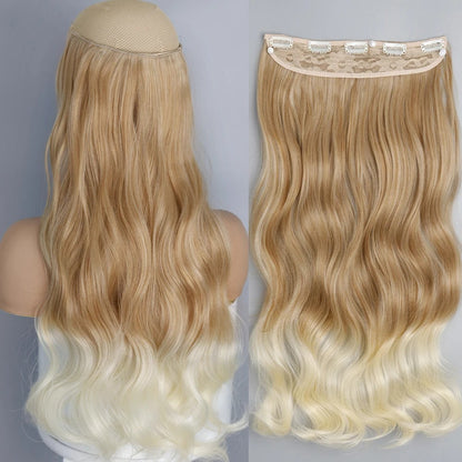 Extensão de Cabelo Liso Comprido de Fibra Sintética Resistente ao Calor com 5 Clipes 22"32" Preto Castanho Loiro