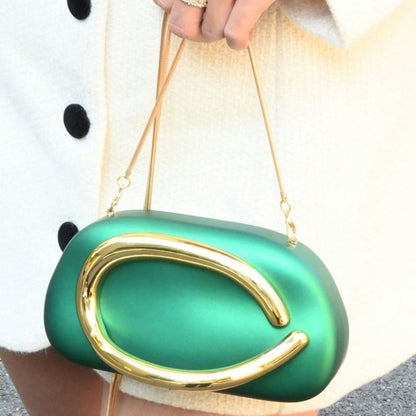 Brand Z Clutch Bag Metal Handle Design Luxury Evening Lipstick Bag Round Box Chain Bag Elegant Woman Shoulder Messenger Bags