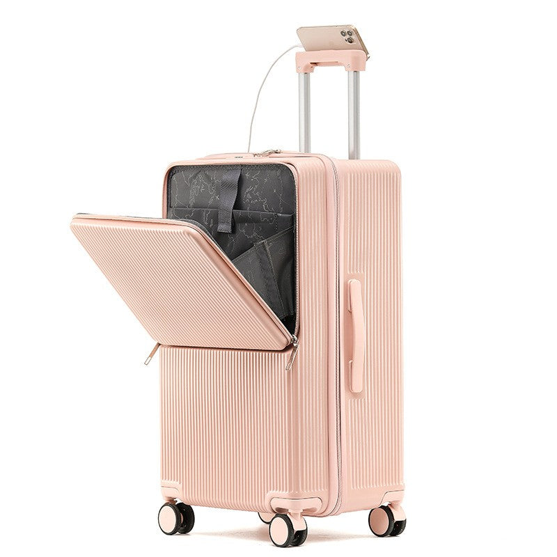 sushimu Suitcase Wide Handle Travel Suitcase Men 20 24 26 Carry-On Luggage Women PC Aluminum Frame Trolley Case