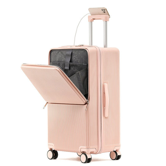 sushimu Suitcase Wide Handle Travel Suitcase Men 20 24 26 Carry-On Luggage Women PC Aluminum Frame Trolley Case