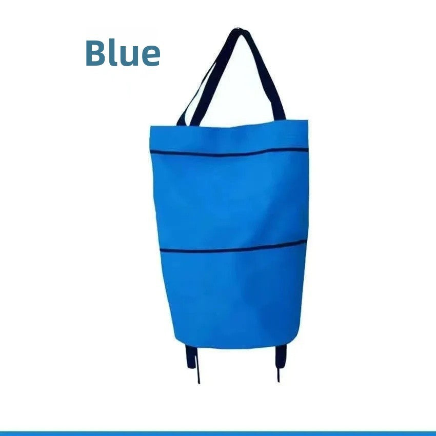 Shopping Bag with Wheels Foldable Hand Pull Extendable Vegetable Buying Car Casual Polyester Fiber Home Use Logo Addable