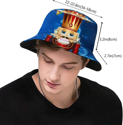 Funny Christmas Bucket Hat New Year Fisherman Hat for Women Men Packable Outdoor Travel Beach Sun Cap