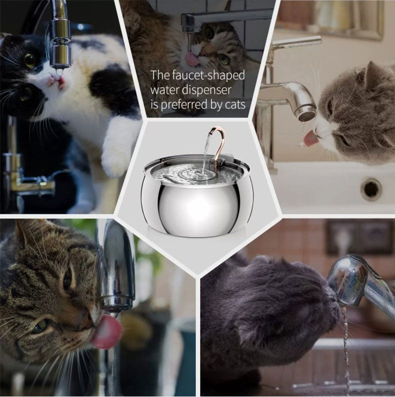 Bebedouro Inteligente para Pets, Fonte de Aço Inoxidável, Bebedouro Automático com Circulação para Gatos, Alimentador Silencioso 4L, Pescoço de Cisne
