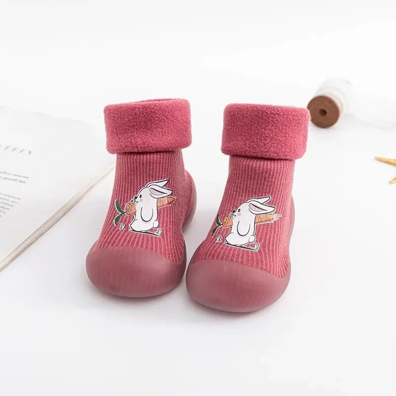 Autumn and Winter Toddler Shoes and Sock Baby Thickened Velvet Warm High Tube Boys and Girls Soft Bottom Indoor Children's Socks