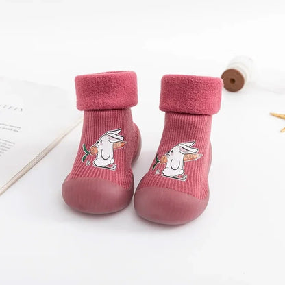 Autumn and Winter Toddler Shoes and Sock Baby Thickened Velvet Warm High Tube Boys and Girls Soft Bottom Indoor Children's Socks