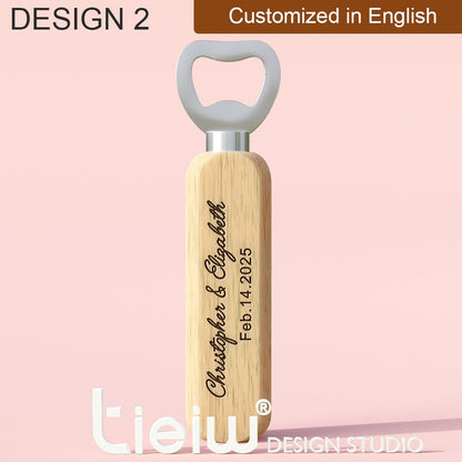 12PCS Custom Wedding Gift Bottle Opener Wedding Favors for Guests Personalized Wooden Opener as Gift for Wedding Decoration