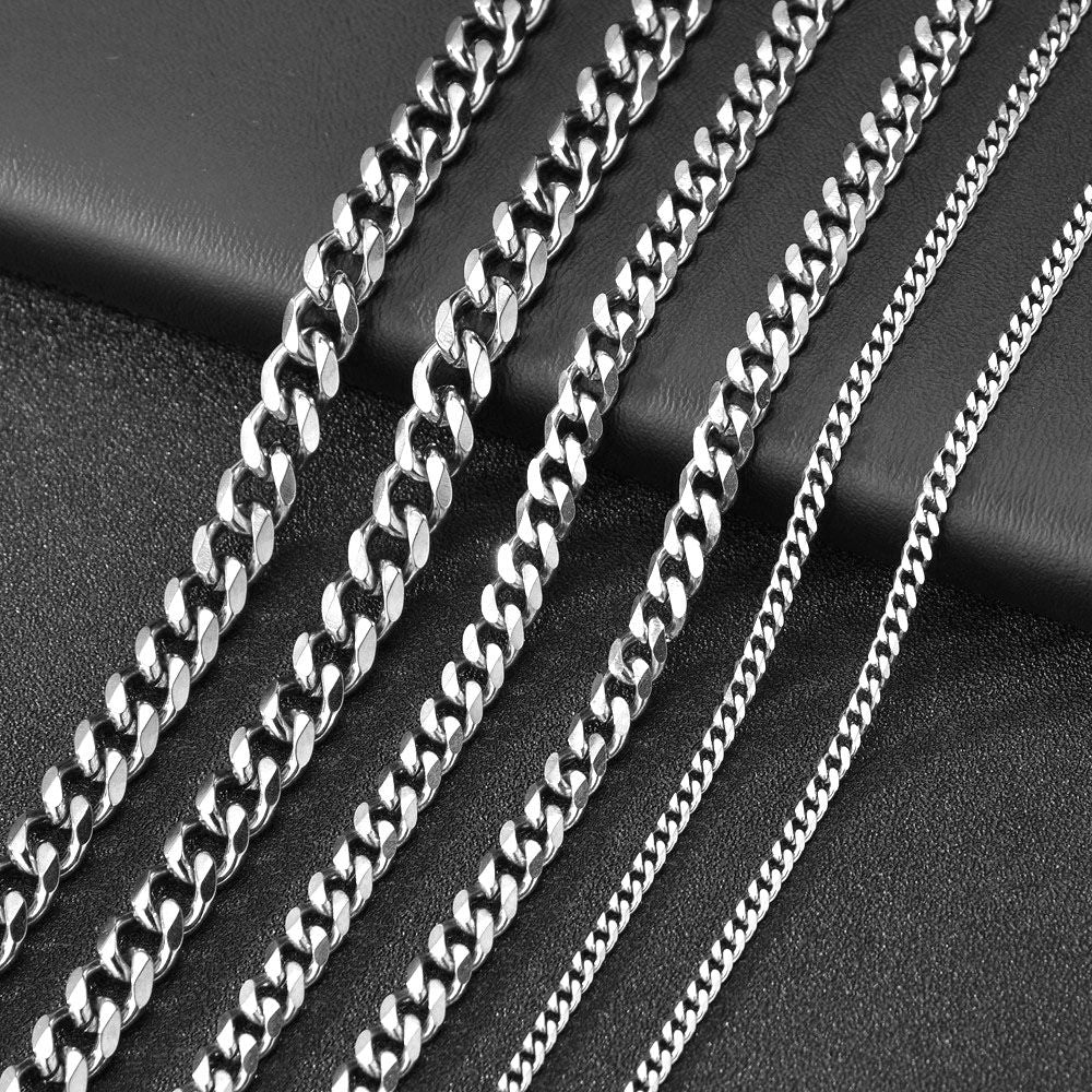 Corrente Masculina Cuban Link Tamanho 3.6/5/6/7/8/9mm Colar Punk Masculino de Aço Inoxidável Joias Masculinas da Moda Presentes para Homens