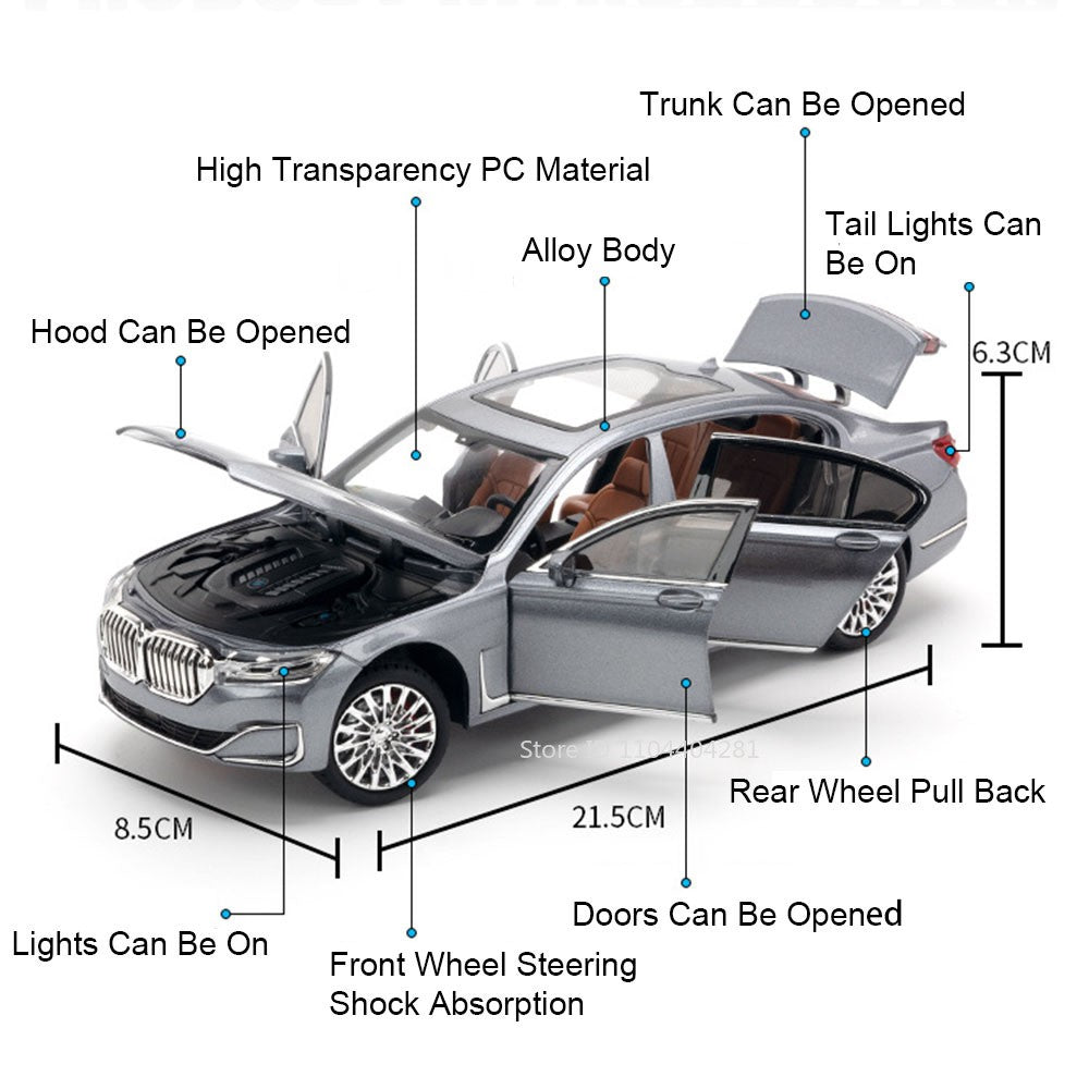 1:24 O 7 760Li Modelo I5 M60 Carro de Liga Fundida Brinquedos 6 Portas Abertas Luz Sonora Puxar para Trás Veículos Miniatura Presentes de Aniversário para Menino