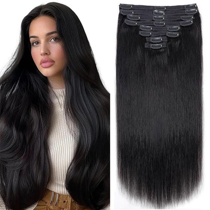 Extensões de Cabelo Tic Tac Cabelo Humano Real cor #4 Castanho Chocolate Extensões de Cabelo Tic Tac 8 peças Cor Preto Natural 26 Polegadas