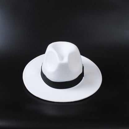 Topi Fedoras Musim Dingin Topi Jazz Klasik Felt Topi Fedora Panama Kasual untuk Pesta Putih chapeau luxe chapeu panama masculino