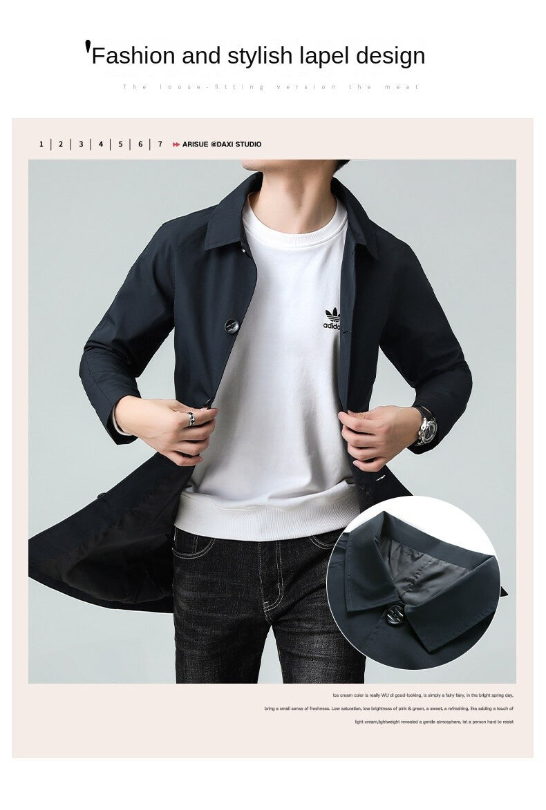 Top Quality Korean New Brand Casual Fashion Long Men Trench Coat  Windbreaker Overcoat Slim Fit Long Jacket Men Clothing