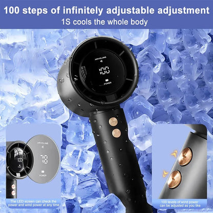 Handheld Fan Portable Turbo Fan Air Cooler 100-Speed Adjustment High-Speed Fans  Mini Hand fan for Home Travel Outdoor Camping