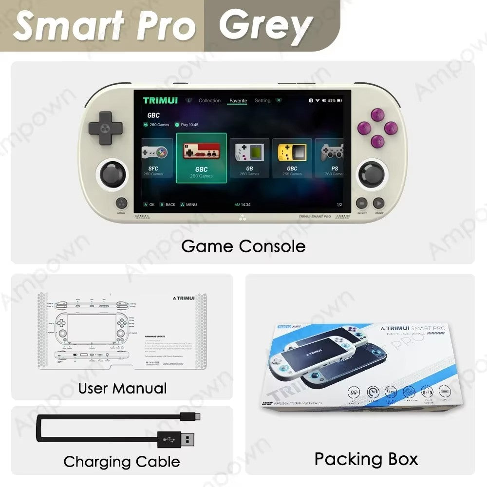 TRIMUI SMART PRO Handheld Game Console 4.96'' IPS Screen Linux System Joystick RGB Lighting Portable Retro Video Game 64G Player Gift 5000 mAh