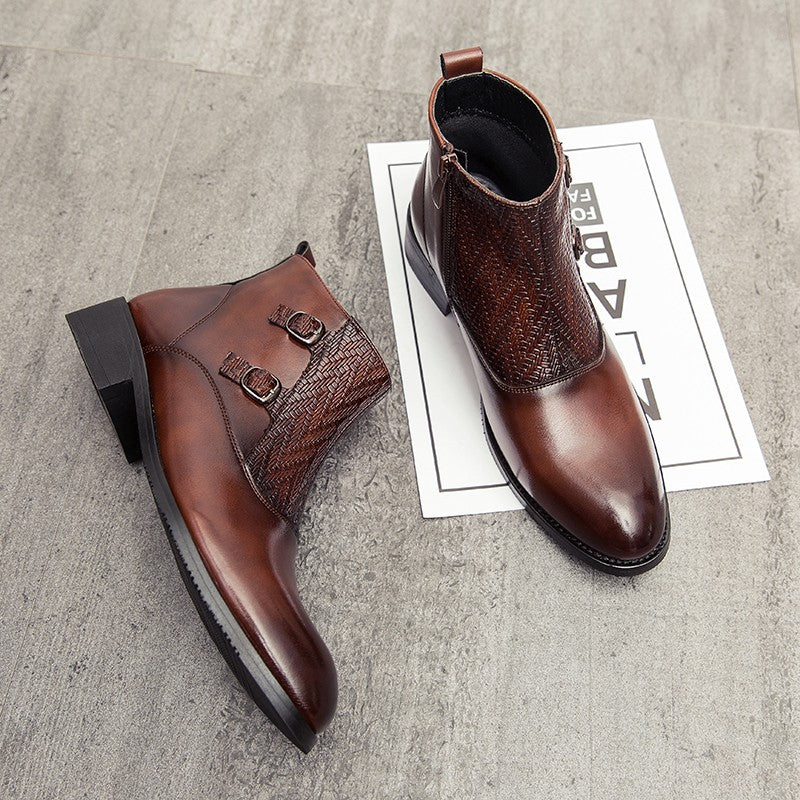 2025 Men's Fashion Chelsea Boots Comfortable Leather Upper Dry Inner Non-Slip Rubber Sole Casual Resistant Ankle Dress Boots