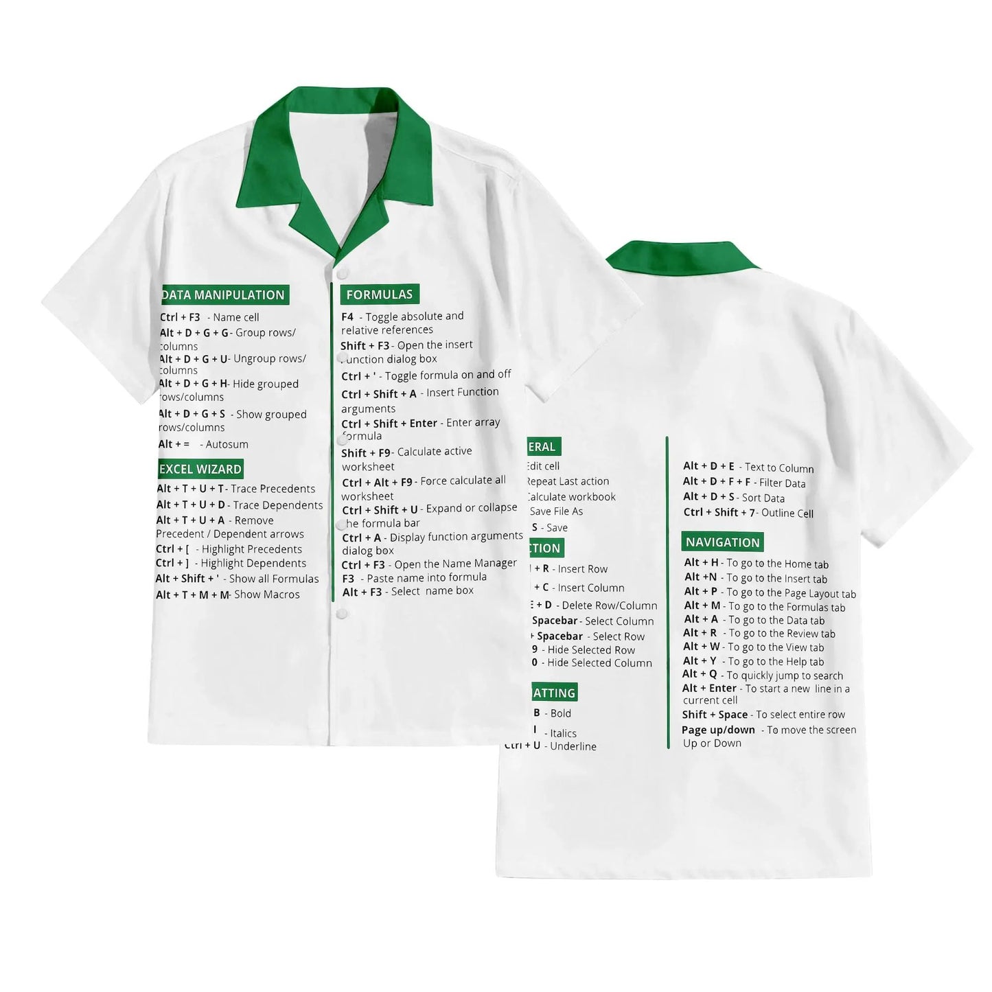 Excel Hawaiian Shirt Men's Fashion Shirt Spreadsheet Software Design Print T-shirts 2025 Vacation Style Y2K Summer Shirts
