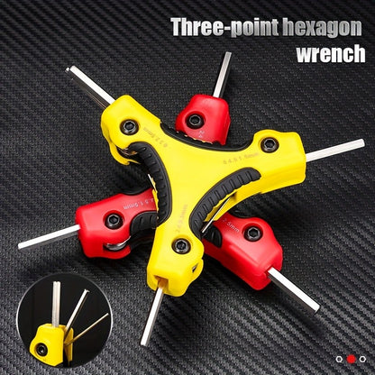 Chave Estrela Hexagonal Dobrável Aço Cr-V Ferramenta Portátil Chave de Fenda Kit Chave Hexagonal Dobrável Métrica Vermelho Amarelo