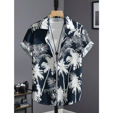 Hawaiian Shirt Man Print Casual Thin Beach Slim Fashion Shirt High Quality Luxury Black Social Vintage Funny Oversized Clothes