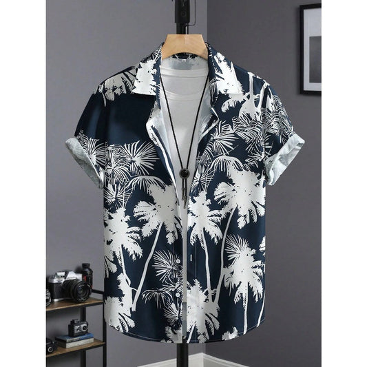 Hawaiian Shirt Man Print Casual Thin Beach Slim Fashion Shirt High Quality Luxury Black Social Vintage Funny Oversized Clothes