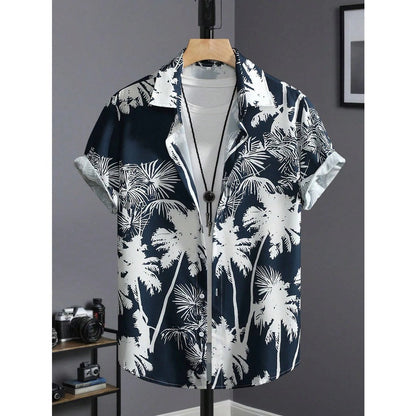 Hawaiian Shirt Man Print Casual Thin Beach Slim Fashion Shirt High Quality Luxury Black Social Vintage Funny Oversized Clothes