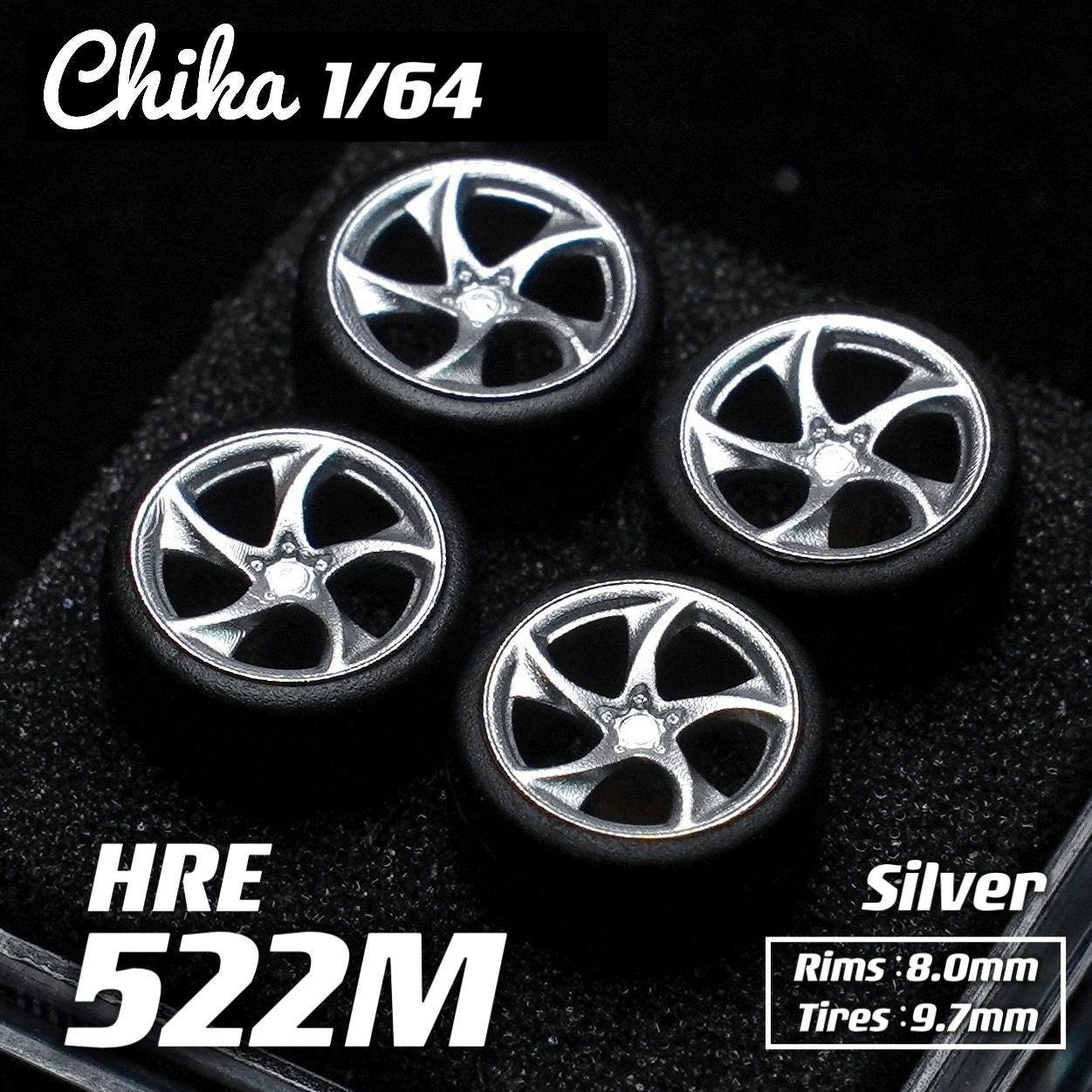 1/64 Chika  Wheels with Rubber Tires Model Car Modified Parts BBS RS  JDM VIP For Hotwheels Tomica MiniGT ?Supplied with axle?