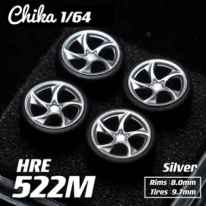 1/64 Chika  Wheels with Rubber Tires Model Car Modified Parts BBS RS  JDM VIP For Hotwheels Tomica MiniGT ?Supplied with axle?