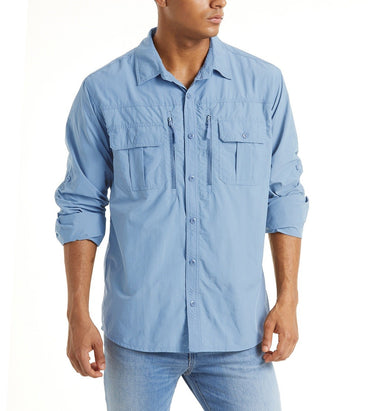 TACVASEN Summer Cargo Shirts Men's Mesh Breathable Long Sleeve Multi-Pockets Work Shirts Quick Dry Hiking Fishing Shirt Outdoor