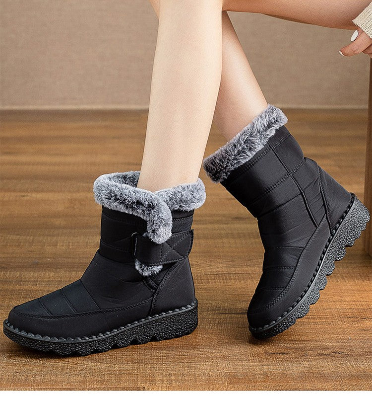Women's Boots 2025 Trend Snow Boots With Fur Winter Shoes Woman Low Heels Footwear Winter Boots Women Combat Middle Botas Mujer