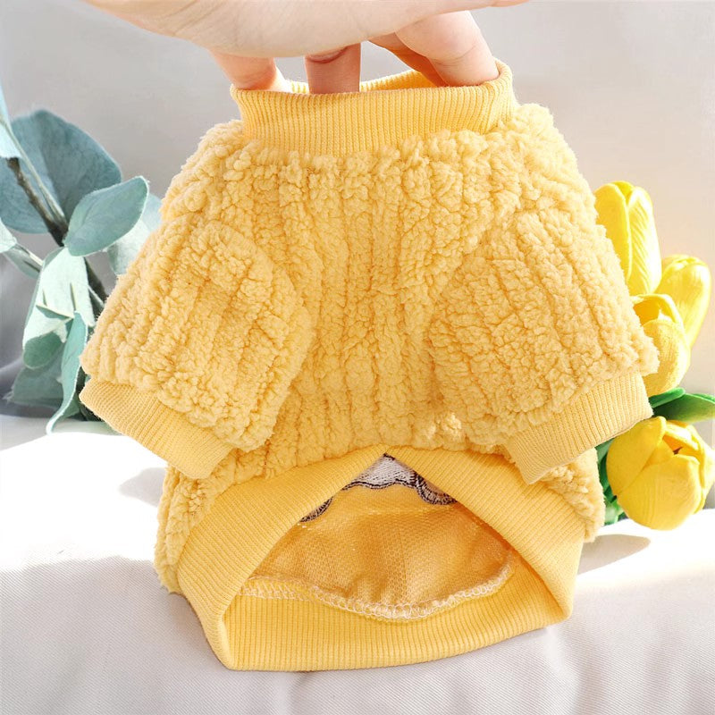 Moletom de Luxo com Capuz para Cães, Roupas Quentes de Inverno para Cães, Moletom Fofo e Macio para Filhotes, Estampa de Urso, Moletons para Gatos, Suéteres para Animais de Estimação, Roupas para Bichon