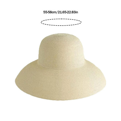Women Panama Straw Hat Summer Sun Hats Solid Plain Elegant Wide Brim Hat Sunscreen Hepburn Style Beach Hat For Outdoor