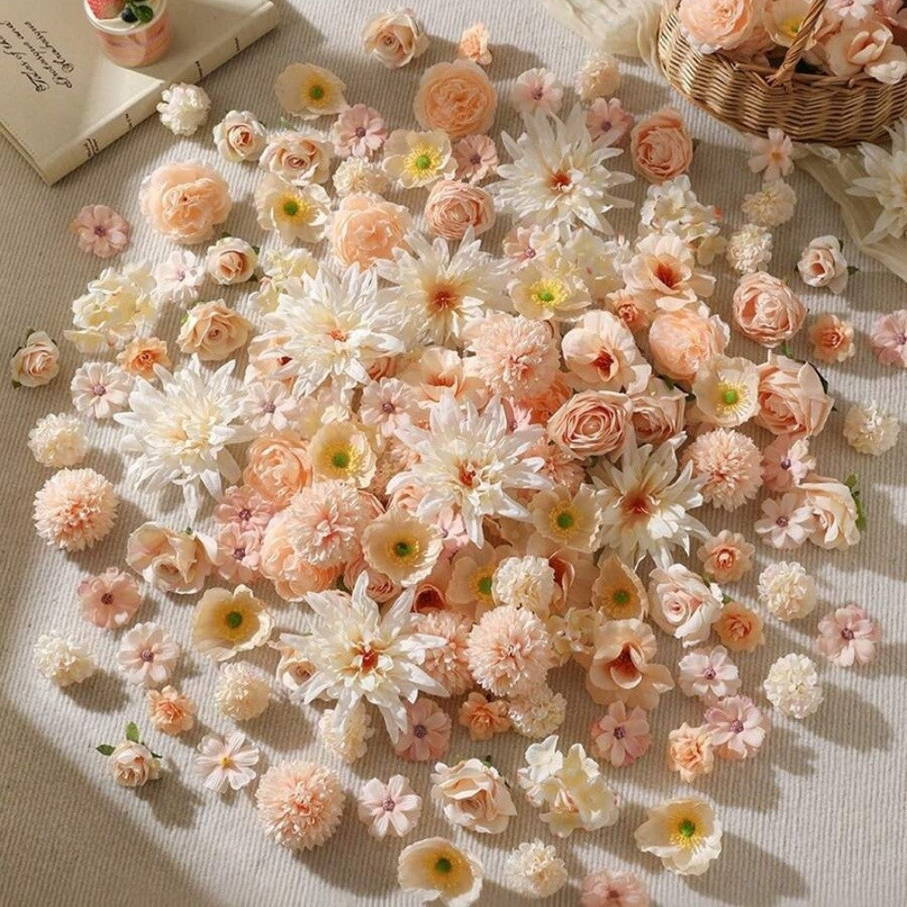 15/50Pcs Mix Artificial Flowers Head Rose Fake Flower for Home Room Decor Wedding Marriage Decoration Bride Craft Gift Accessory