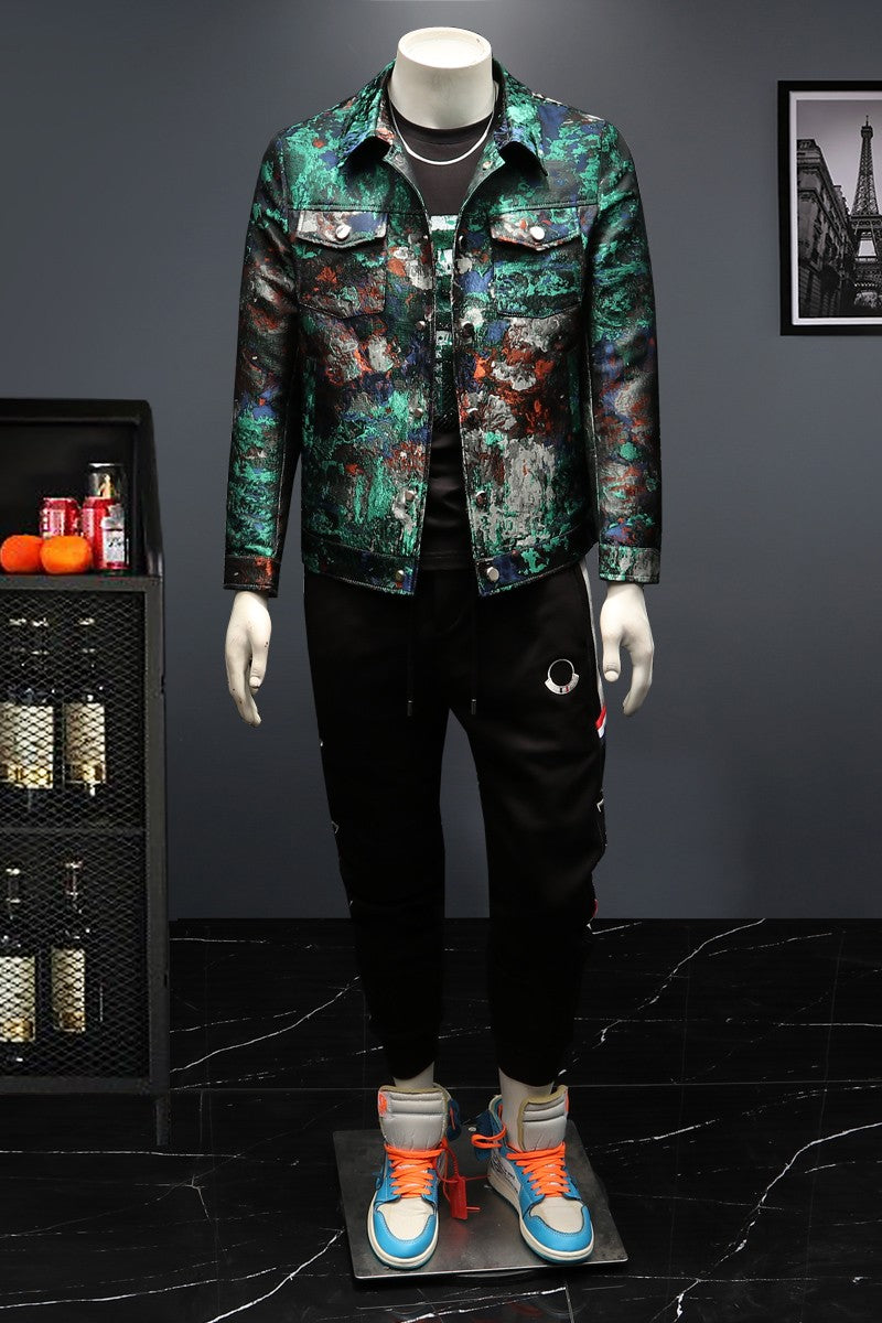 2025 Spring Vintage Jacquard Jacket Men Luxury Casual Business Social Jacket Social Streetwear Bomber Jacket Men Clothing M-4XL