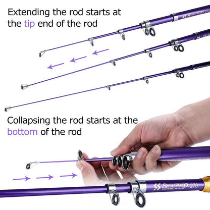 Sougayilang 4 Cores Telescópica Vara de Pesca 1.8m-3.3m Fibra de Vidro Cabo EVA Carpa Spinning Vara de Pesca Peso de Pesca 4.5kg