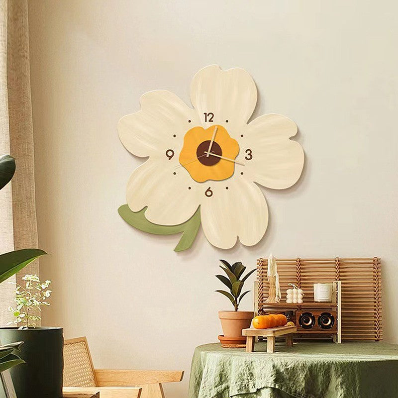 Simple Flower Wall Clock Flower Shape Slient Decor Birthday Living Creative Room Home Clock Gifts