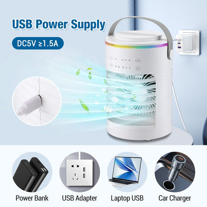 Ar Condicionado Portátil Ventilador de Mesa Spray Duplo Atomização Ultrassônica 3/4 Velocidades Silencioso Refrigerador de Ar Luz Noturna Ventilador Elétrico Doméstico