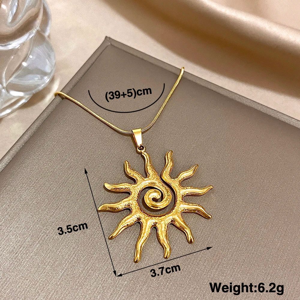 Colar Vintage Chique Com Pingente Em Formato De Sol Aço Inoxidável Joias Acessórios De Moda Dourados Presente Para Mulheres Homens Casais