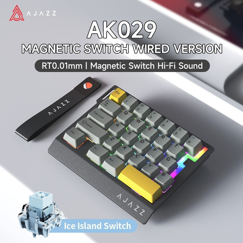 Teclado Gamer de Uma Mão AJAZZ AK029 Com Fio Chave Magnética HE 29 Teclas RGB 8000Hz Mini Teclado Mecânico para Jogadores de E-sports de PC