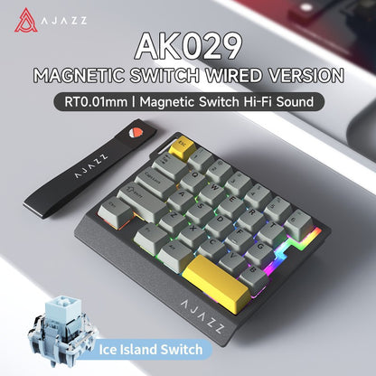 Teclado Gamer de Uma Mão AJAZZ AK029 Com Fio Chave Magnética HE 29 Teclas RGB 8000Hz Mini Teclado Mecânico para Jogadores de E-sports de PC