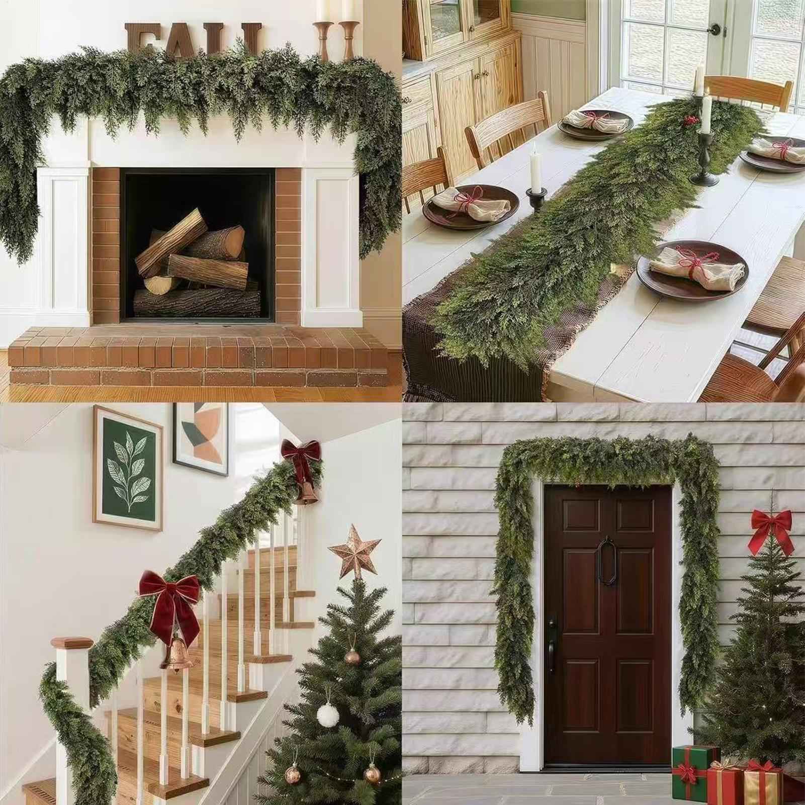 Christmas Garlands Artificial Green Pine Decoration Artificial Garland for Wreath Fireplace Tree Mantel Porch Indoor Stairs